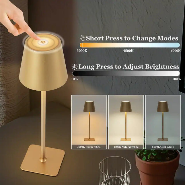 4-Pack LED Cordless Table Lamps – 3CCT Dimmable Portable Lighting