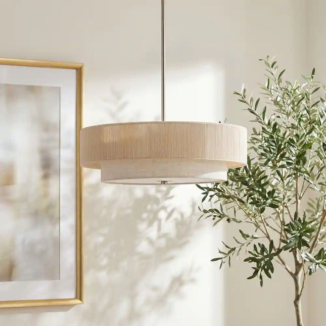 Dimmable 18" 4-Light Semi-Flush Mount Ceiling Light with Fabric Shade