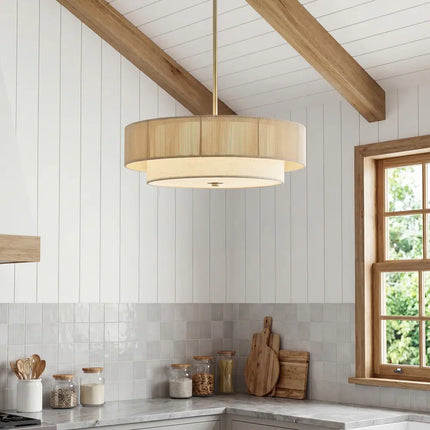 Dimmable 18" 4-Light Semi-Flush Mount Ceiling Light with Fabric Shade