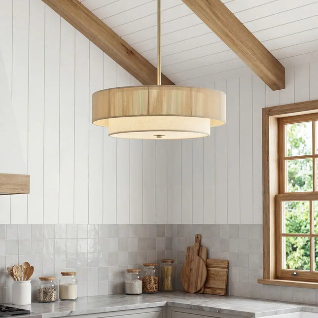 Dimmable 18" 4-Light Semi-Flush Mount Ceiling Light with Fabric Shade