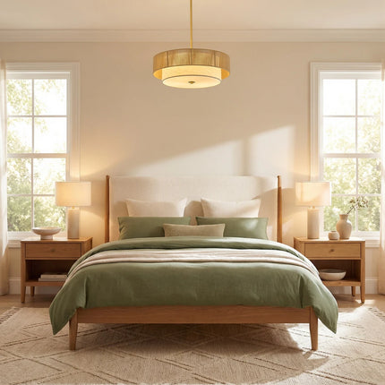 Dimmable 18" 4-Light Semi-Flush Mount Ceiling Light with Fabric Shade