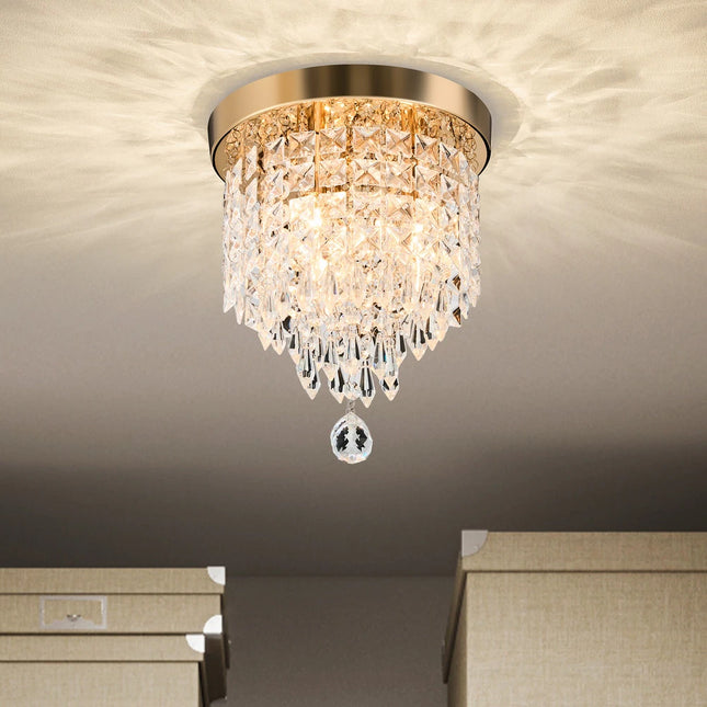 3-Light Mini Crystal Chandelier – Raindrop Crystals Elegant Design