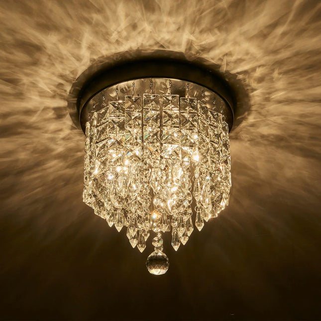 3-Light Mini Crystal Chandelier – Raindrop Crystals Elegant Design