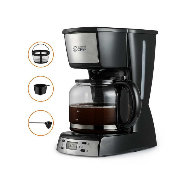 Black Coffee Maker with Reusable Nylon Coffee Filter for Fresh Brewing