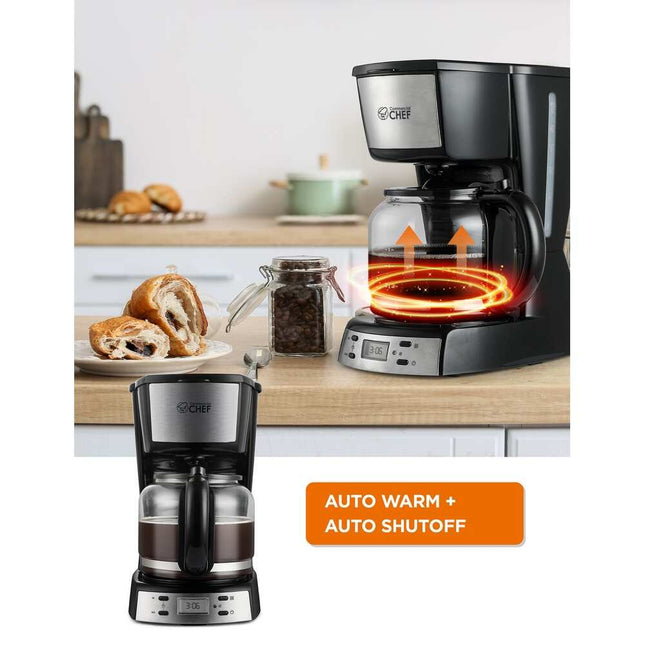 Black Coffee Maker with Reusable Nylon Coffee Filter for Fresh Brewing
