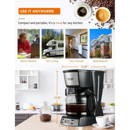 Black Coffee Maker with Reusable Nylon Coffee Filter for Fresh Brewing
