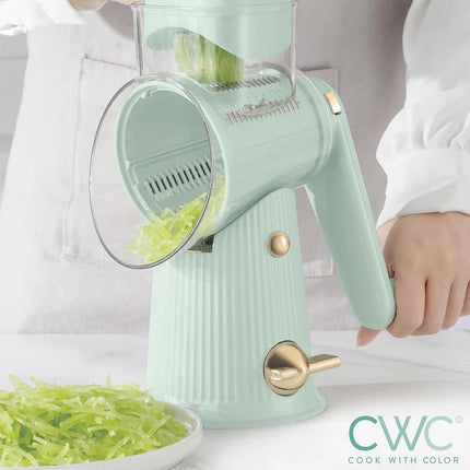 Rotary Cheese Shredder with Handle – 5 Blades, Vegetable Chopper & Mandolin