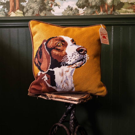 Camp Wandawega Hunting Dog Needlepoint Pillow 14 Inch Square