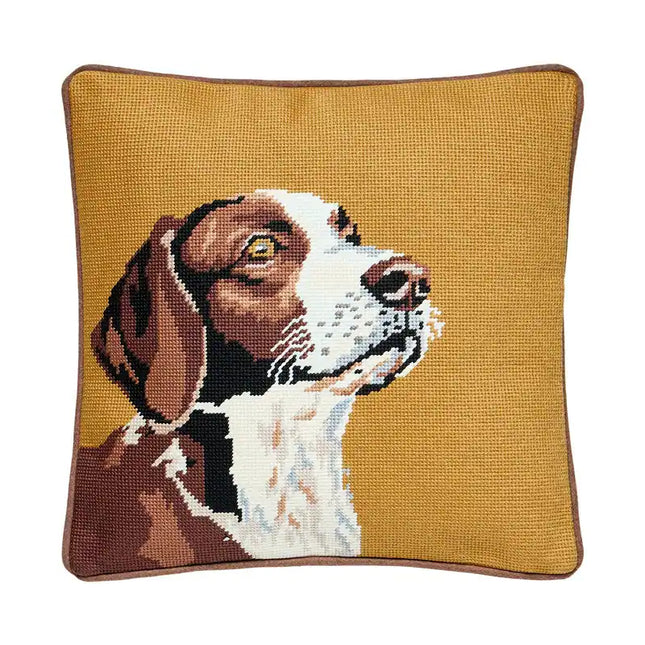 Camp Wandawega Hunting Dog Needlepoint Pillow 14 Inch Square