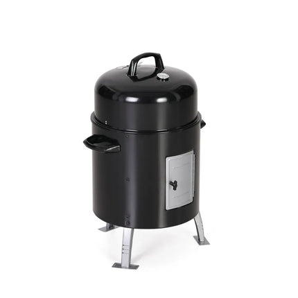 17" 2-in-1 Charcoal Smoker & Grill with Built-in Thermometer Patio BBQ