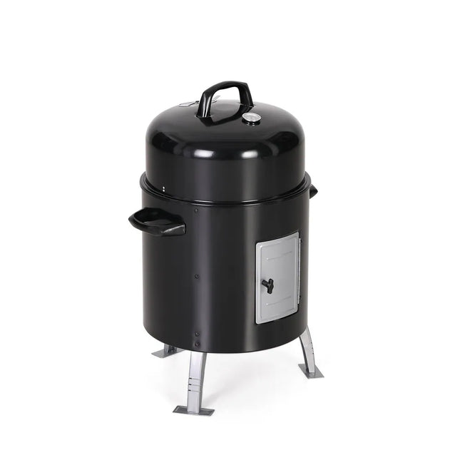 17" 2-in-1 Charcoal Smoker & Grill with Built-in Thermometer Patio BBQ