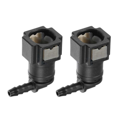 2PCS 90° Car Fuel Line Hose Quick Release Connectors, Gray Plastic Fittings