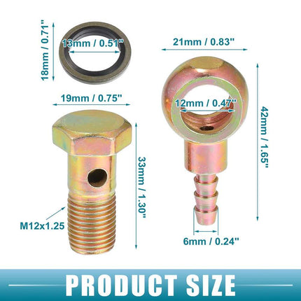 Car Oil Cooler Screw Ball Head Adapter, M12x1.25 Turbo Brake Line Fitting Kit