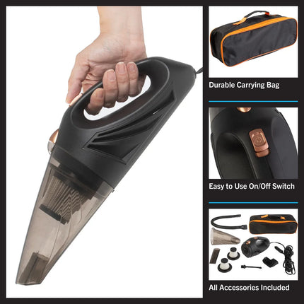 12V High Power Car Vacuum Handheld with 16ft Cord and Travel Case