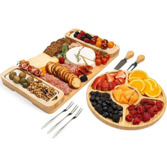 Charcuterie Board Gift Set – Large Bamboo Cheese & Serving Tray