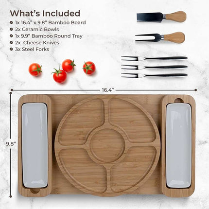 Charcuterie Board Gift Set – Large Bamboo Cheese & Serving Tray