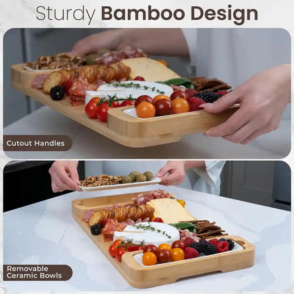 Charcuterie Board Gift Set – Large Bamboo Cheese & Serving Tray