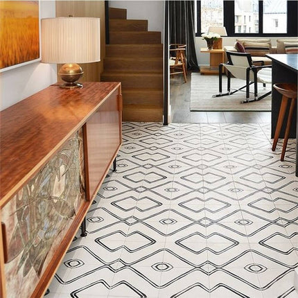 Handmade Chawen White & Black Tiles – Elegant Moroccan Design