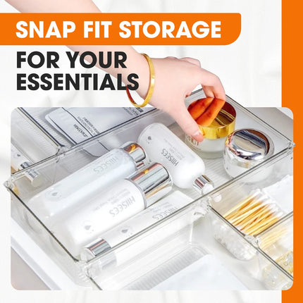 25-Piece Clear Plastic Drawer Organizer Set – Multi-Size Storage