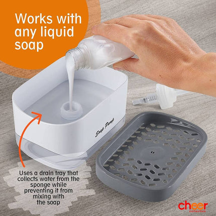 Dish Soap Dispenser with Sponge Holder Kitchen Sink Pump Organizer