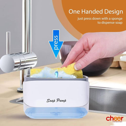 Dish Soap Dispenser with Sponge Holder Kitchen Sink Pump Organizer