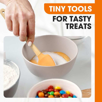 Mini Silicone Baking Spatula Set for Kids – 5-Piece with Bamboo Handles