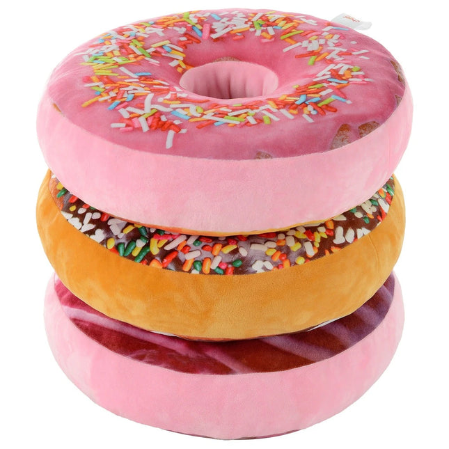 Reversible Plush Donut Throw Pillow Soft Cute Cushion for Sofa Bed Decor