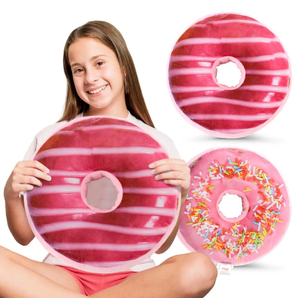 Reversible Plush Donut Throw Pillow Soft Cute Cushion for Sofa Bed Decor