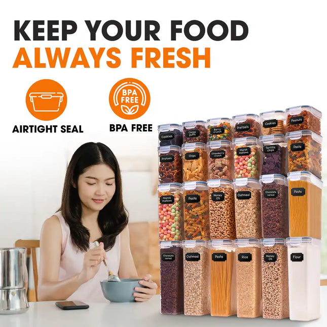 24-Piece Airtight Food Storage Containers Set for Pantry Organization