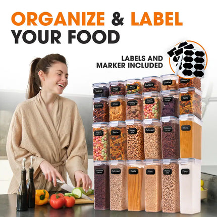 24-Piece Airtight Food Storage Containers Set for Pantry Organization