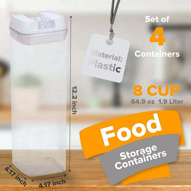 4-Piece Uniform Food Storage Container Set Airtight Kitchen Canisters