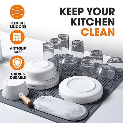 Large Silicone Dish Drying Mat – Kitchen Counter Drying Pad