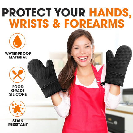 Set of 2 Silicone Oven Mitts – Soft Cotton Lining, Heat-Resistant