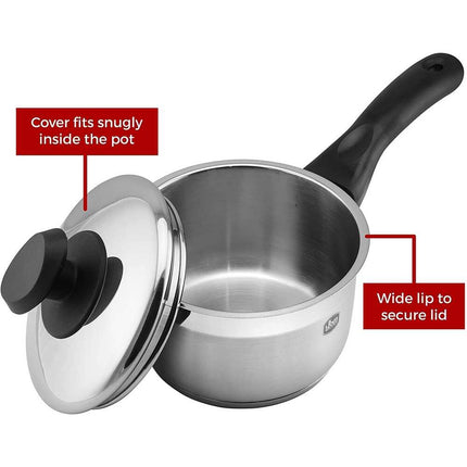 Professional Chef Sauce Pot 18/10 Steel Tri Ply Capsule Base Induction Ready