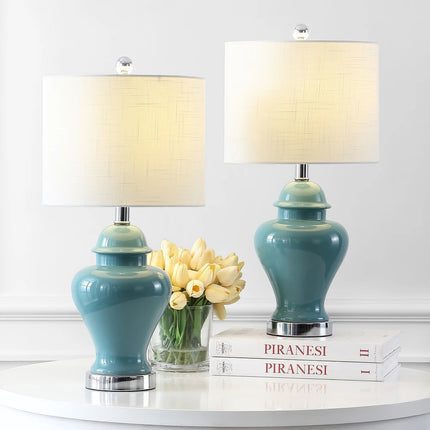 25" Y Chi Sea Grass LED Table Lamps Set of 2 Natural Woven Design
