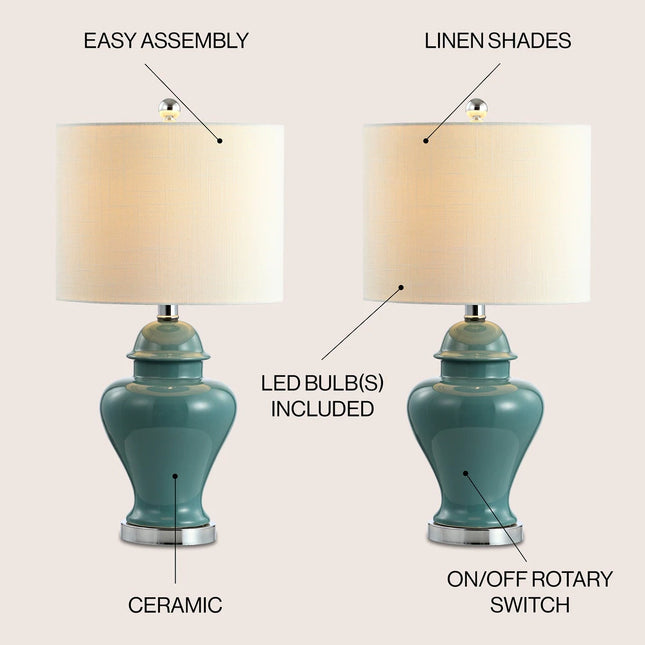 25" Y Chi Sea Grass LED Table Lamps Set of 2 Natural Woven Design