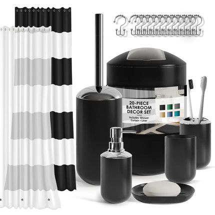 20 Pc Bathroom Accessories Kit Empyrean Shower Curtain Complete Set