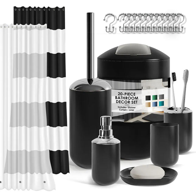 20 Pc Bathroom Accessories Kit Empyrean Shower Curtain Complete Set