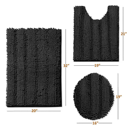 Empyrean Chenille Bath Mat Set Extra Soft Non-Slip Fast Drying Bath Rug