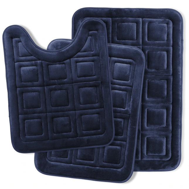 Empyrean Ultra Soft Non-Slip Waffled Velvet Memory Foam Bath Mat Teal Small