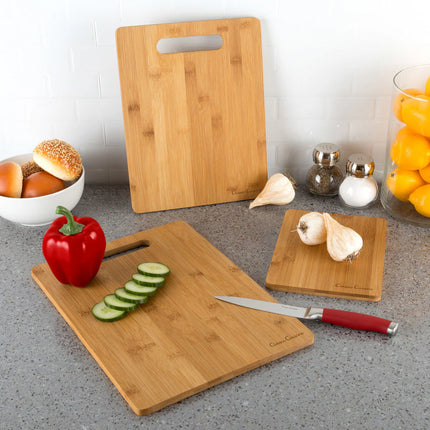 3-Piece Bamboo Cutting Board Set Eco-Friendly Chopping & Serving Boards