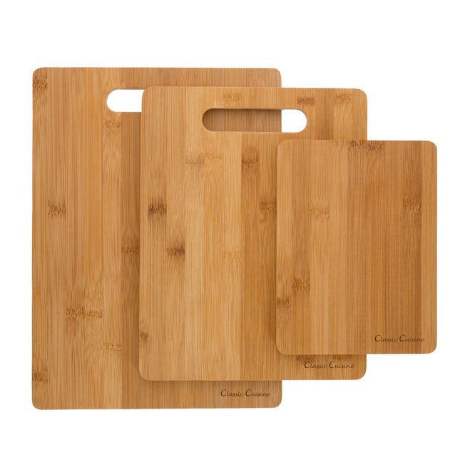 3-Piece Bamboo Cutting Board Set Eco-Friendly Chopping & Serving Boards