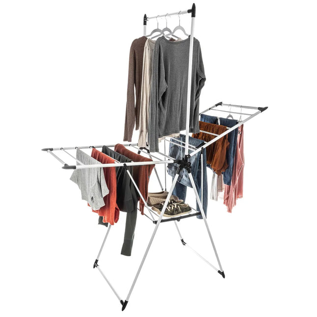 Home-Complete 2-Level Clothes Drying Rack with 24 Drying Rails
