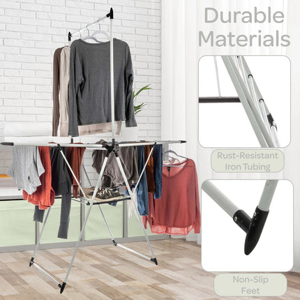 Home-Complete 2-Level Clothes Drying Rack with 24 Drying Rails