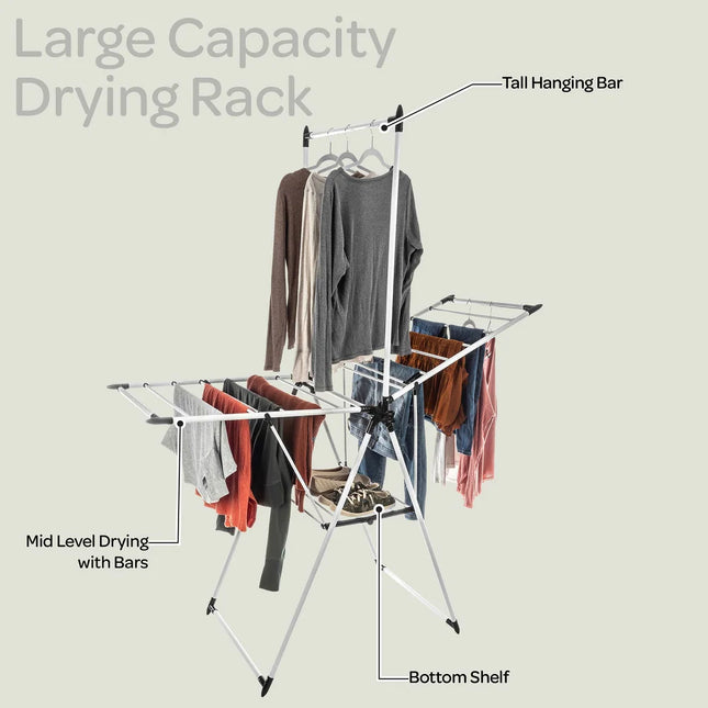 Home-Complete 2-Level Clothes Drying Rack with 24 Drying Rails