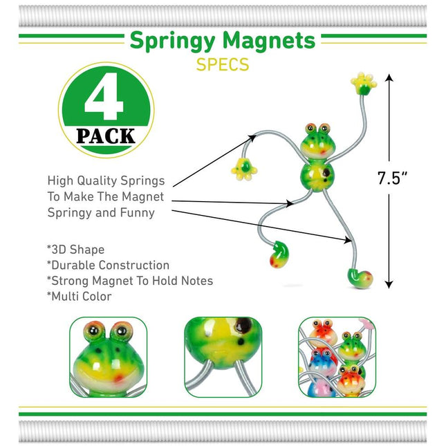 Global Frog Refrigerator Magnets – Springy Set of 4, Assorted Colors