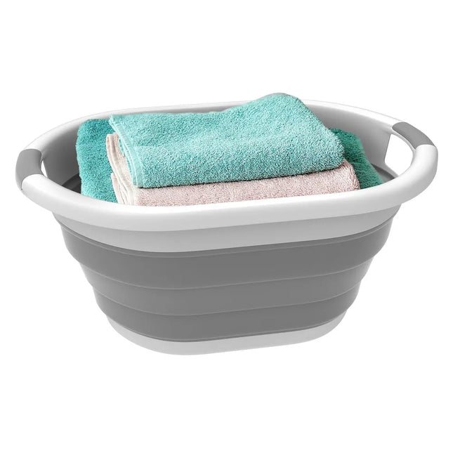 Collapsible Pop Up Handbasket Lavish Home Space Saving Grey Storage Basket