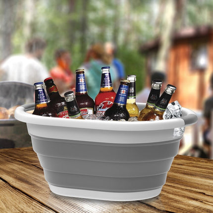 Collapsible Pop Up Handbasket Lavish Home Space Saving Grey Storage Basket