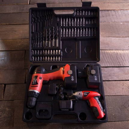 74 Piece 12V Cordless Drill & 3.6V Screwdriver Set Rechargeable Tool Kit