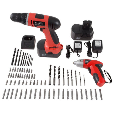 74 Piece 12V Cordless Drill & 3.6V Screwdriver Set Rechargeable Tool Kit